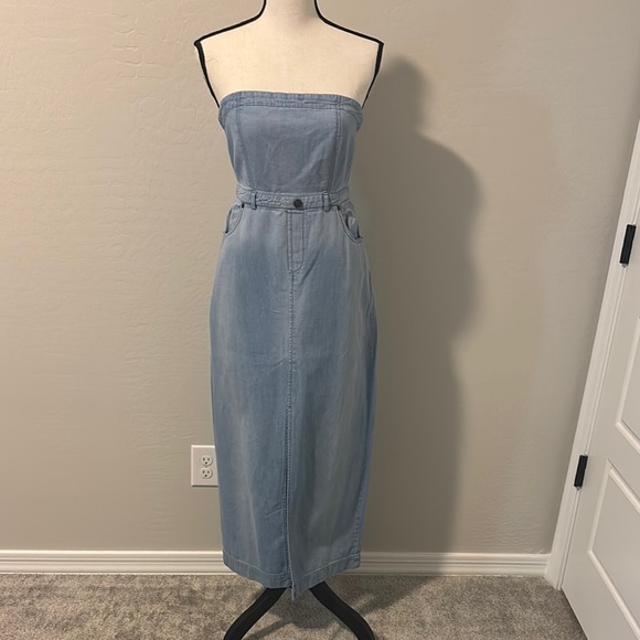 free people strapless denim dress Amanda Uprichard Symone Denim Dress